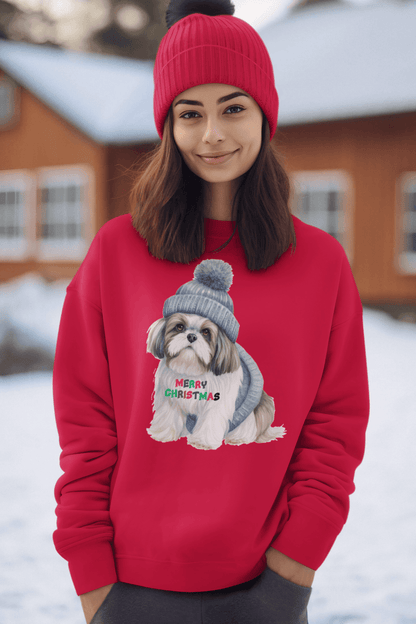 Merry Christmas Shih Tzu Sweatshirt – Festive Holiday Gift for Dog Lovers - Shih Tzu Gifts