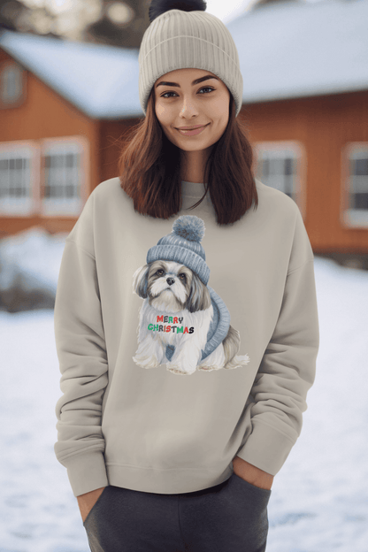 Merry Christmas Shih Tzu Sweatshirt – Festive Holiday Gift for Dog Lovers - Shih Tzu Gifts