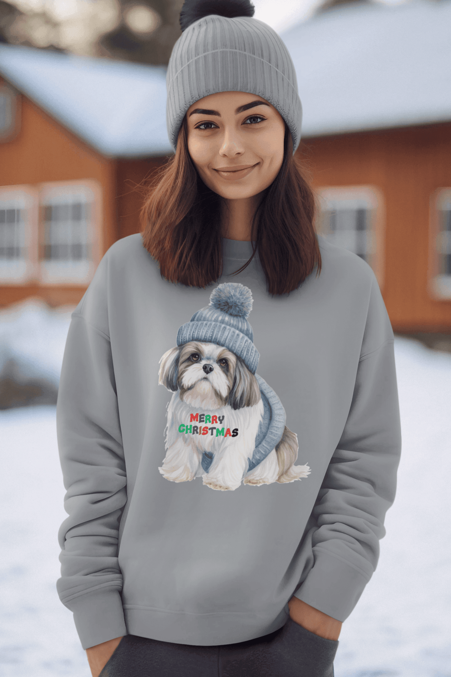 Merry Christmas Shih Tzu Sweatshirt – Festive Holiday Gift for Dog Lovers - Shih Tzu Gifts