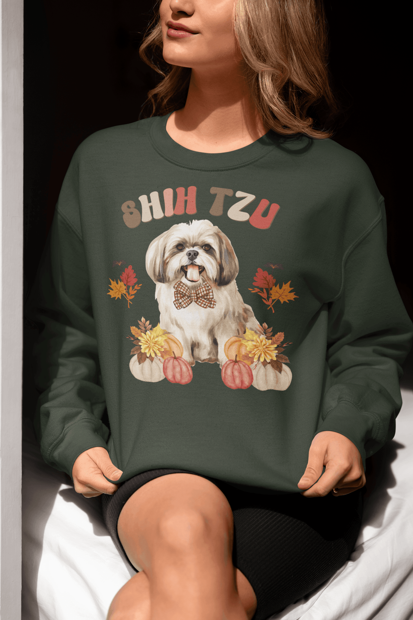 Shih Tzu In Fall Sweatshirt - Shih Tzu Gifts