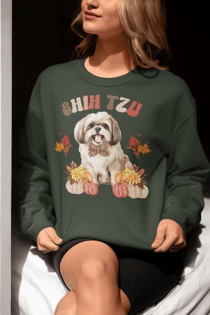 Shih Tzu In Fall Sweatshirt - Shih Tzu Gifts