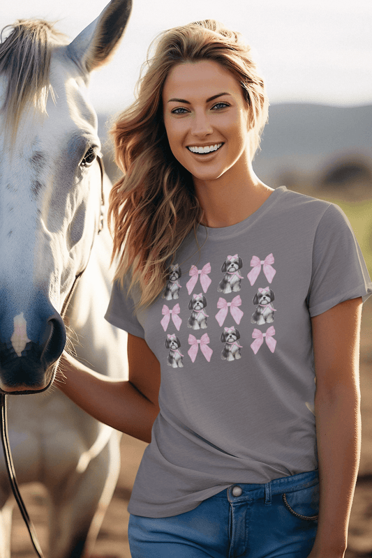 Shih Tzu With Pink Bows T-Shirt – Cute Gift for Shih Tzu Lovers