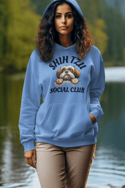 Shih Tzu Social Club Hooded Sweatshirt - Shih Tzu Gifts