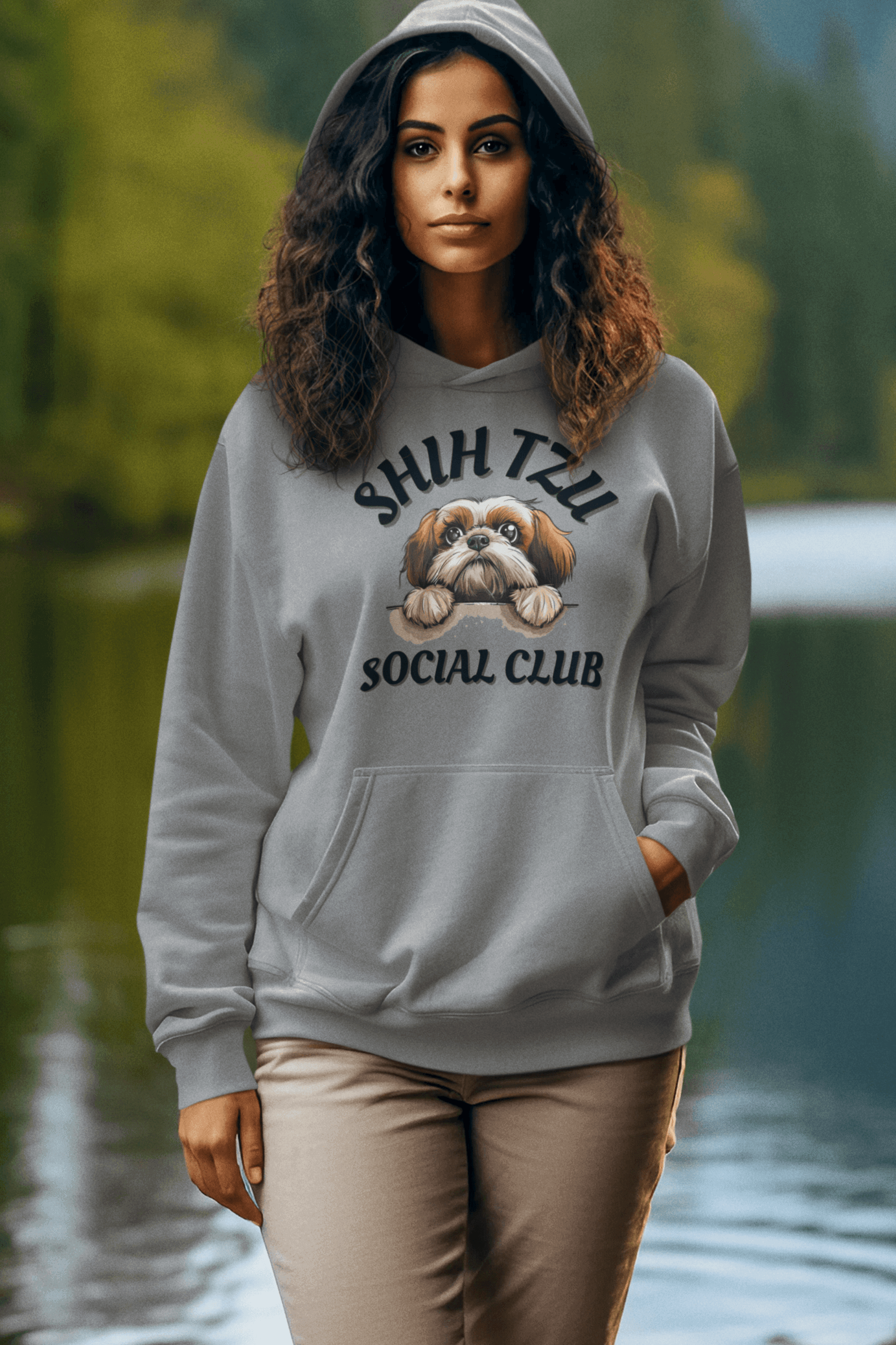 Shih Tzu Social Club Hooded Sweatshirt - Shih Tzu Gifts