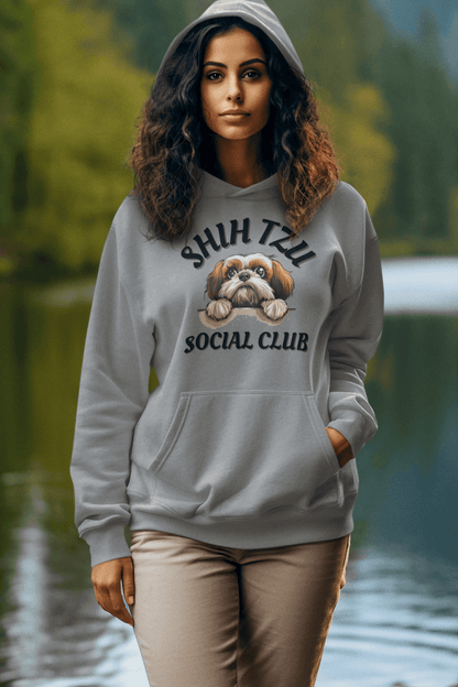 Shih Tzu Social Club Hooded Sweatshirt - Shih Tzu Gifts