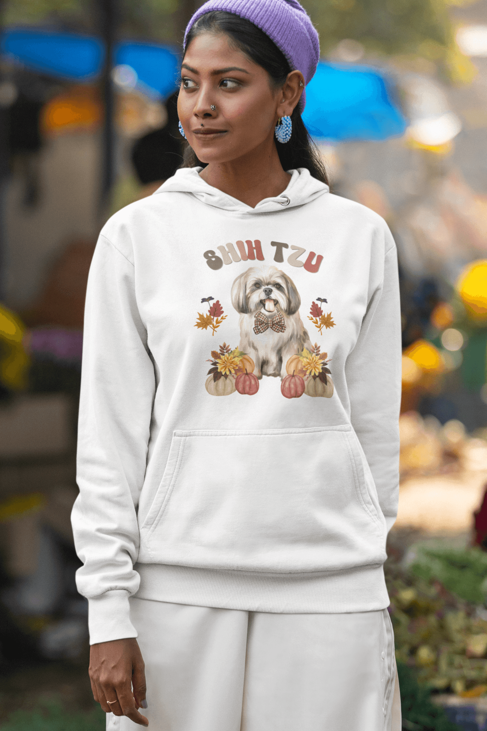 Shih Tzu In Fall Hooded Sweatshirt - Shih Tzu Gifts