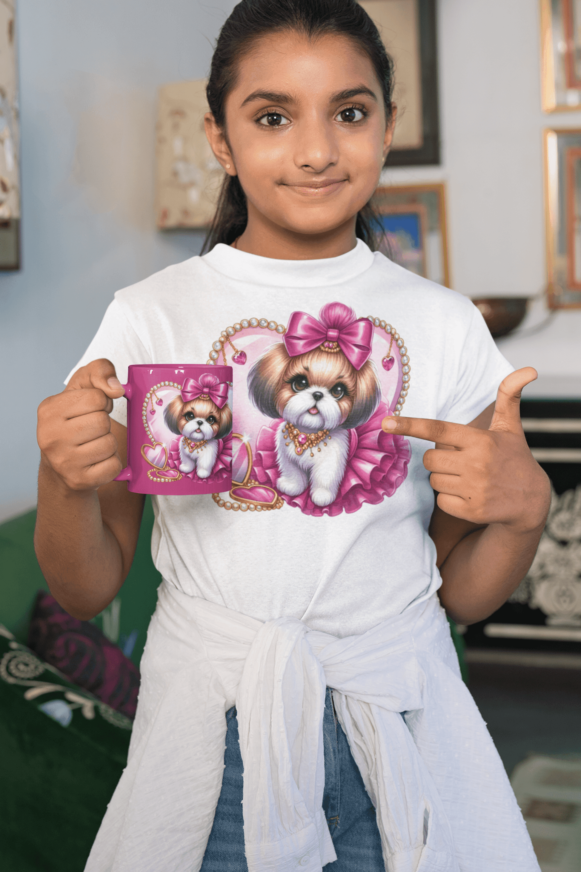 Pink Bow Shih Tzu Ceramic Mug - Shih Tzu Gifts