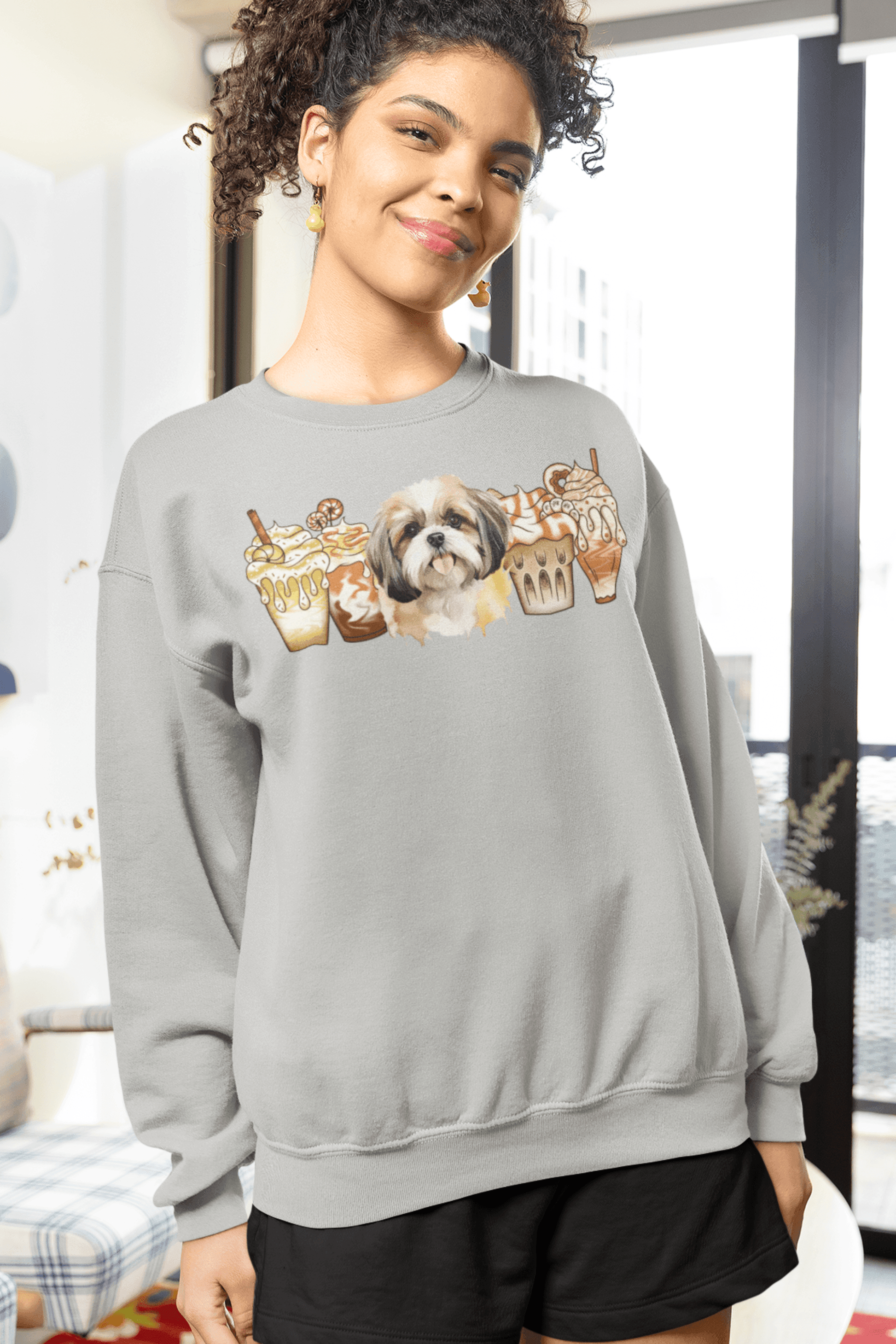 Shih Tzu With Ice Coffee Sweatshirt - Shih Tzu Gifts