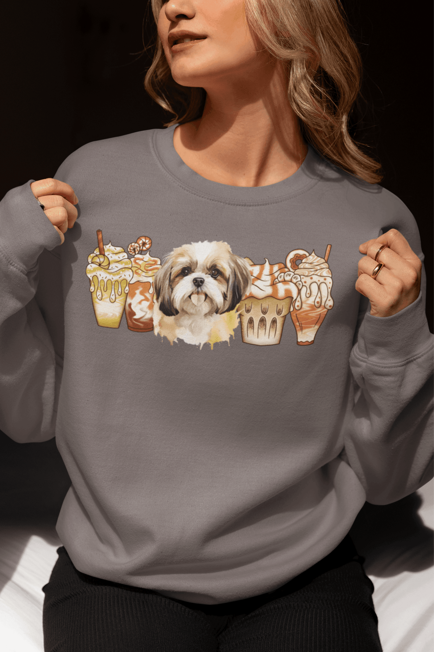 Shih Tzu With Ice Coffee Sweatshirt - Shih Tzu Gifts
