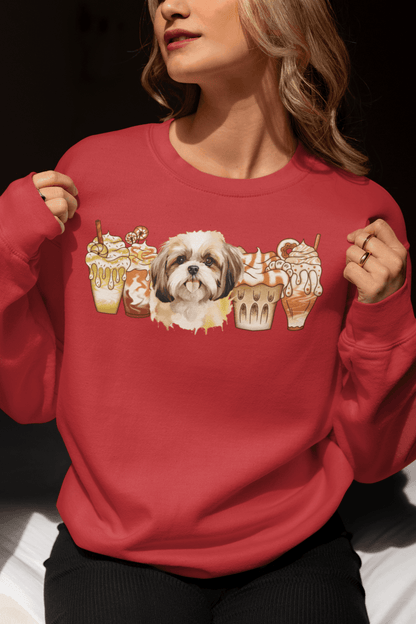 Shih Tzu With Ice Coffee Sweatshirt - Shih Tzu Gifts
