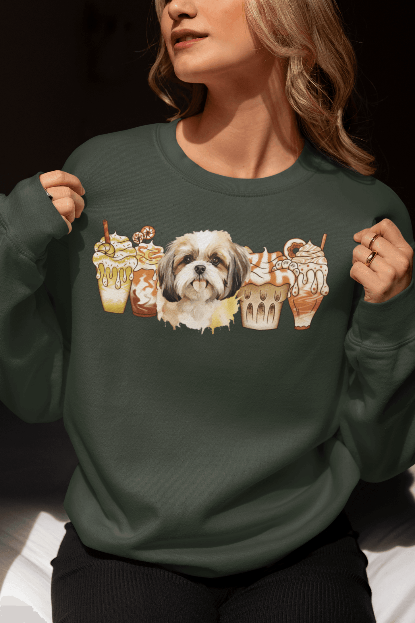 Shih Tzu With Ice Coffee Sweatshirt - Shih Tzu Gifts