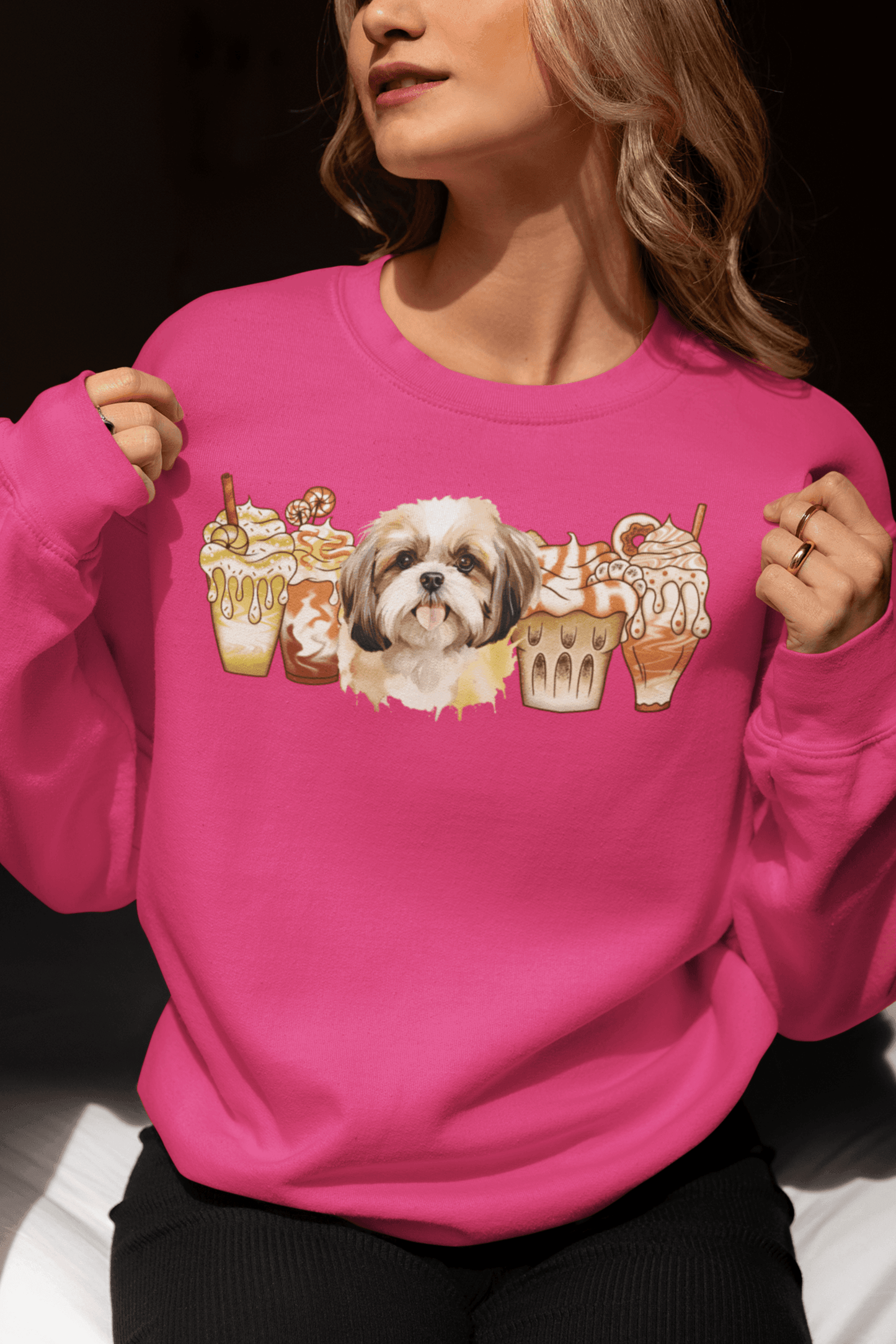Shih Tzu With Ice Coffee Sweatshirt - Shih Tzu Gifts