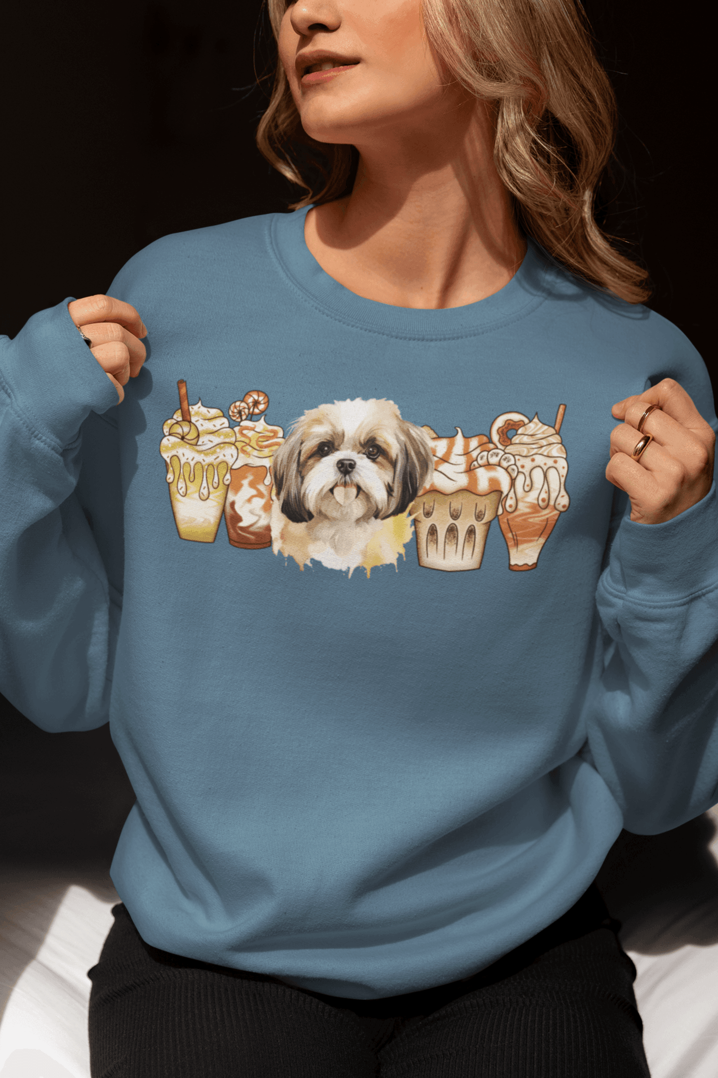 Shih Tzu With Ice Coffee Sweatshirt - Shih Tzu Gifts