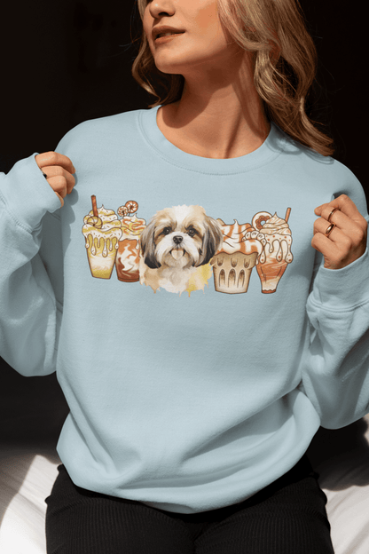 Shih Tzu With Ice Coffee Sweatshirt - Shih Tzu Gifts
