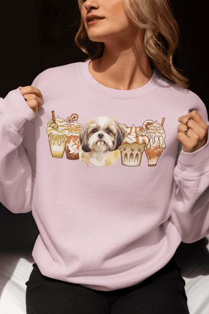 Shih Tzu With Ice Coffee Sweatshirt - Shih Tzu Gifts