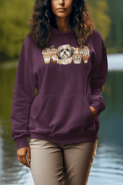 Shih Tzu With Ice Coffee Hooded Sweatshirt - Shih Tzu Gifts