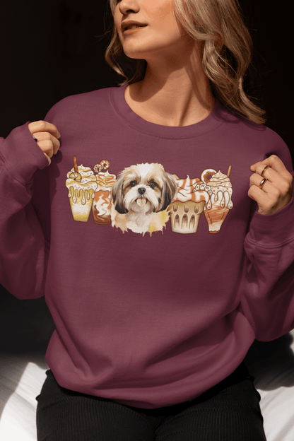 Shih Tzu With Ice Coffee Sweatshirt - Shih Tzu Gifts