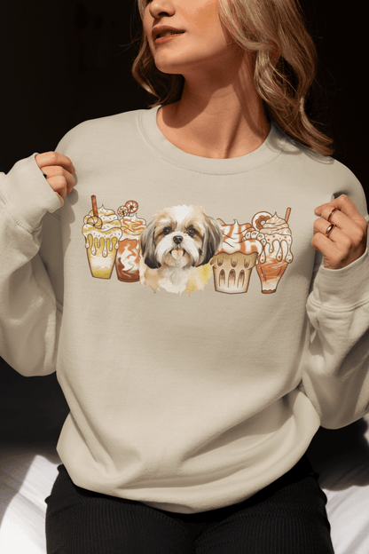 Shih Tzu With Ice Coffee Sweatshirt - Shih Tzu Gifts