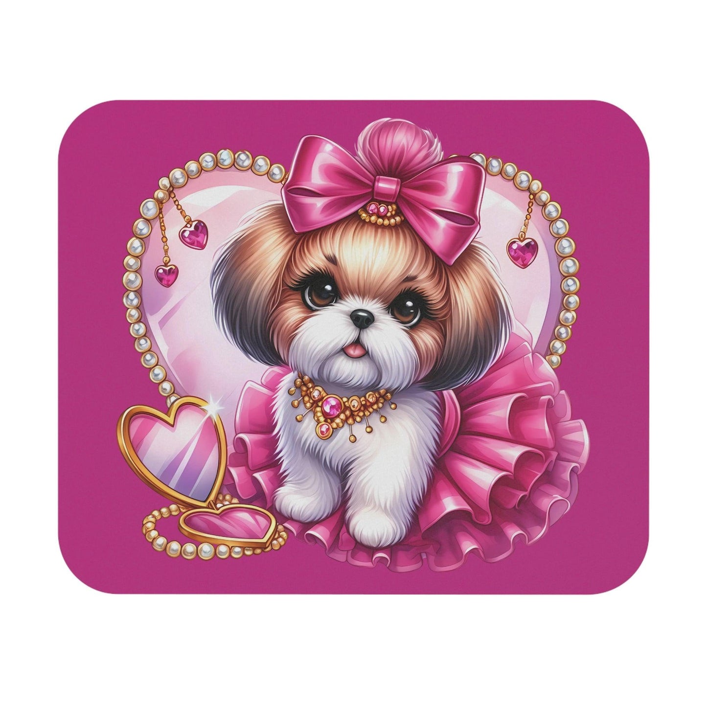 Pink Bow Shih Tzu Mouse Pad - Shih Tzu Gifts