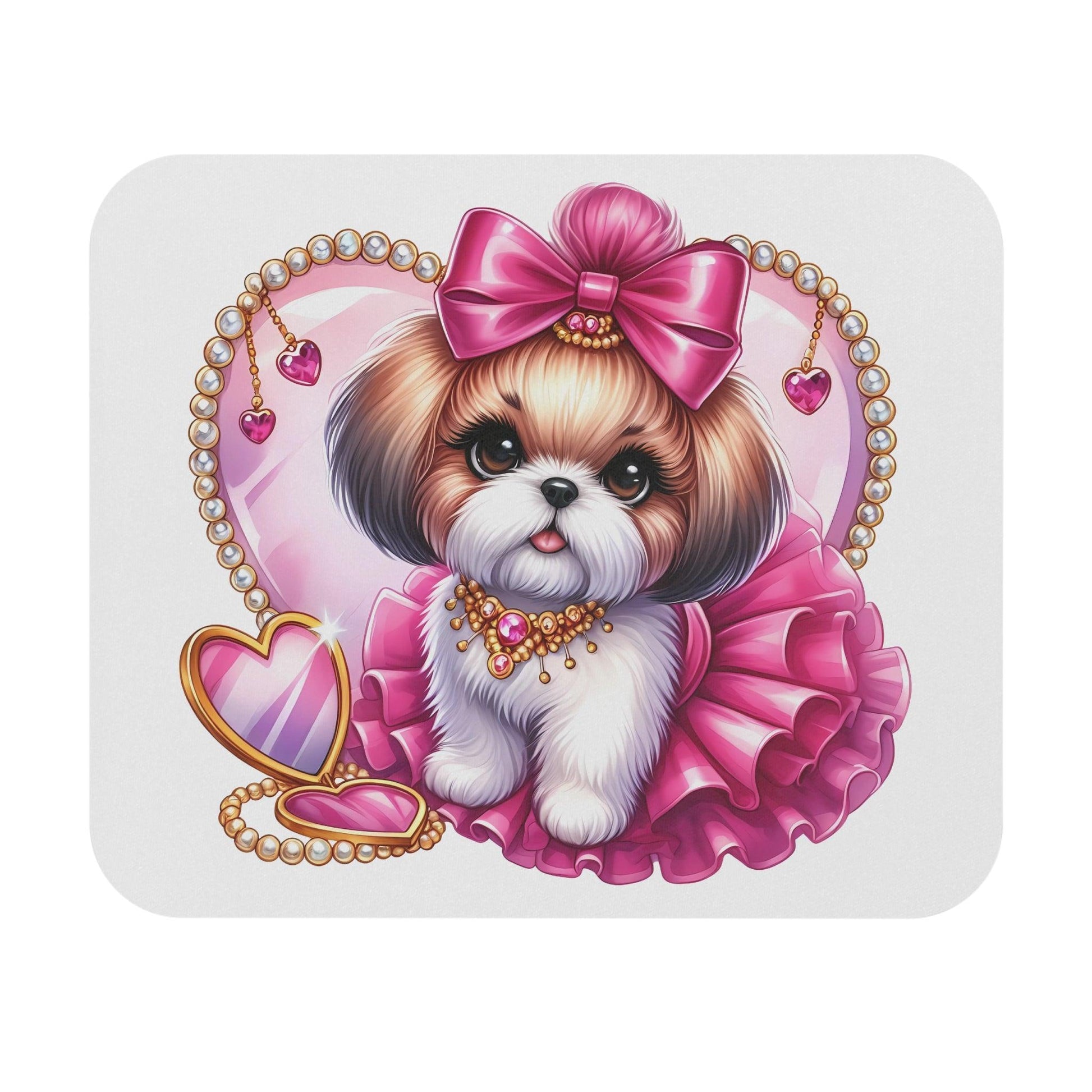 Pink Bow Shih Tzu Mouse Pad - Shih Tzu Gifts