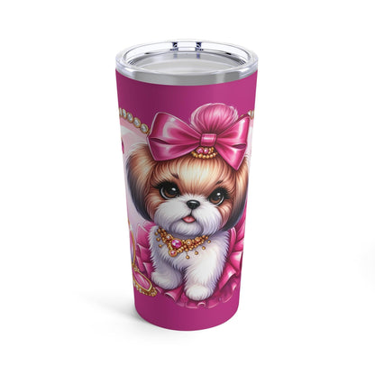 Pink Bow Shih Tzu Tumbler - Shih Tzu Gifts