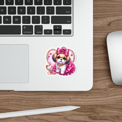 Pink Bow Shih Tzu Die-Cut Stickers - Shih Tzu Gifts