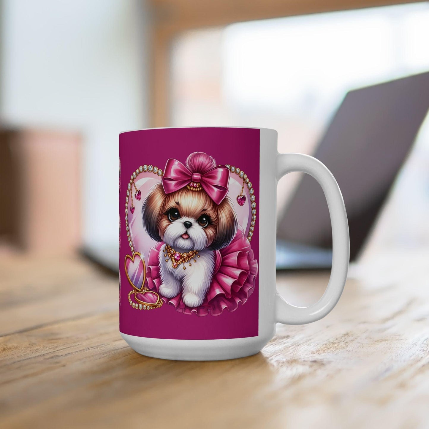 Pink Bow Shih Tzu Ceramic Mug - Shih Tzu Gifts