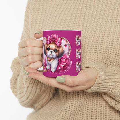 Pink Bow Shih Tzu Ceramic Mug - Shih Tzu Gifts