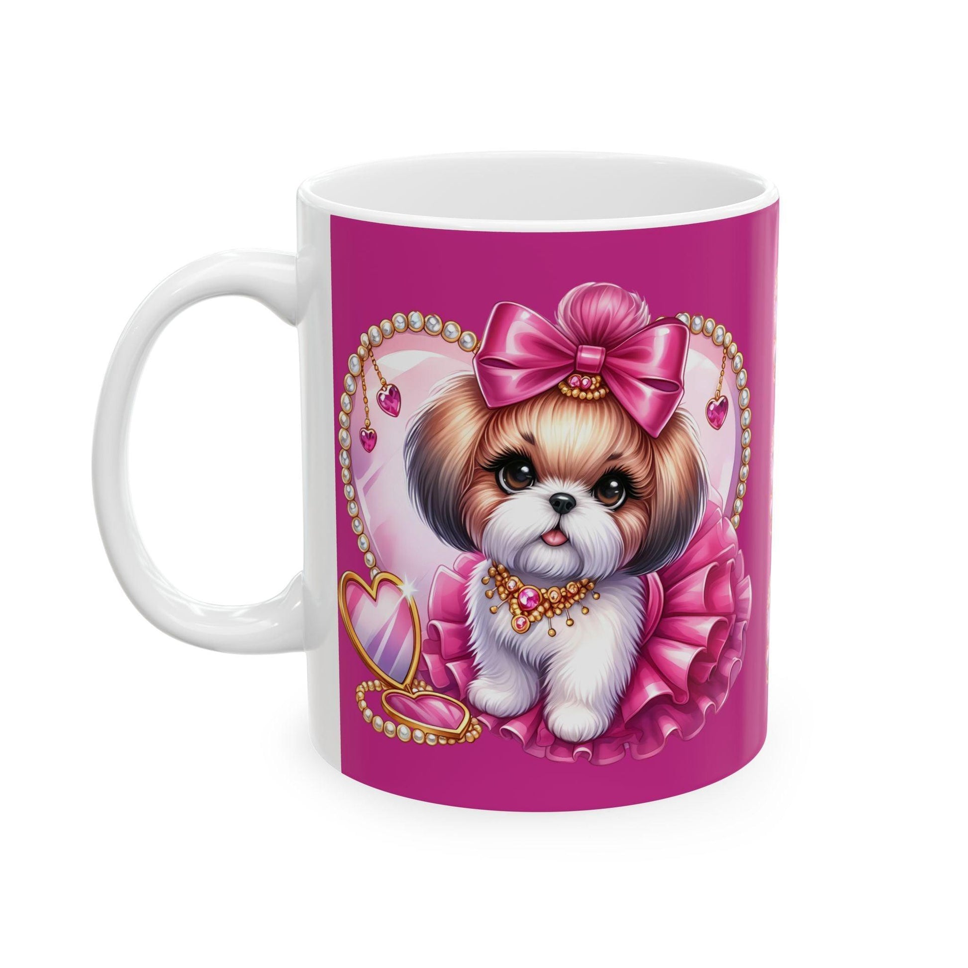 Pink Bow Shih Tzu Ceramic Mug - Shih Tzu Gifts