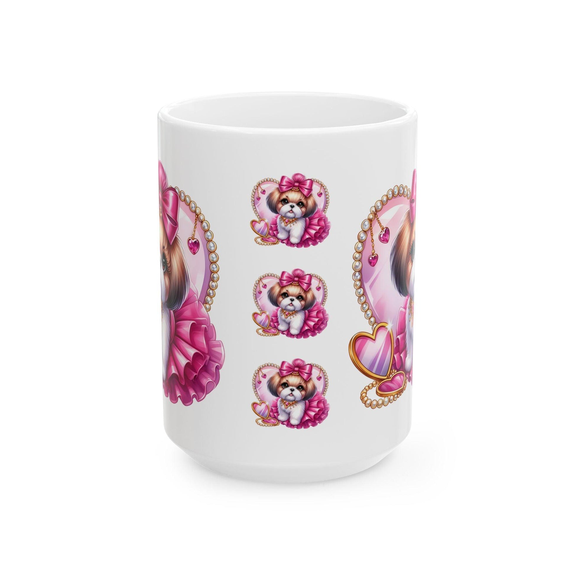 Pink Bow Shih Tzu Ceramic Mug - Shih Tzu Gifts