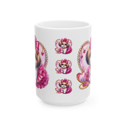 Pink Bow Shih Tzu Ceramic Mug - Shih Tzu Gifts