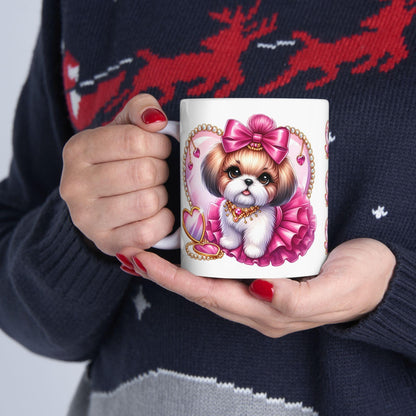 Pink Bow Shih Tzu Ceramic Mug - Shih Tzu Gifts