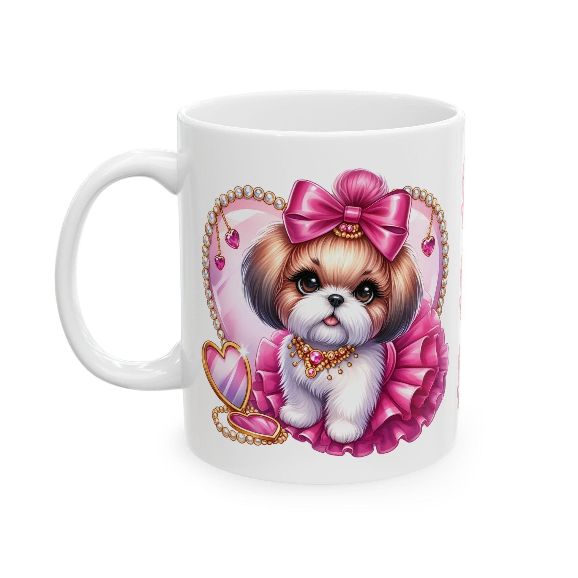 Pink Bow Shih Tzu Ceramic Mug - Shih Tzu Gifts