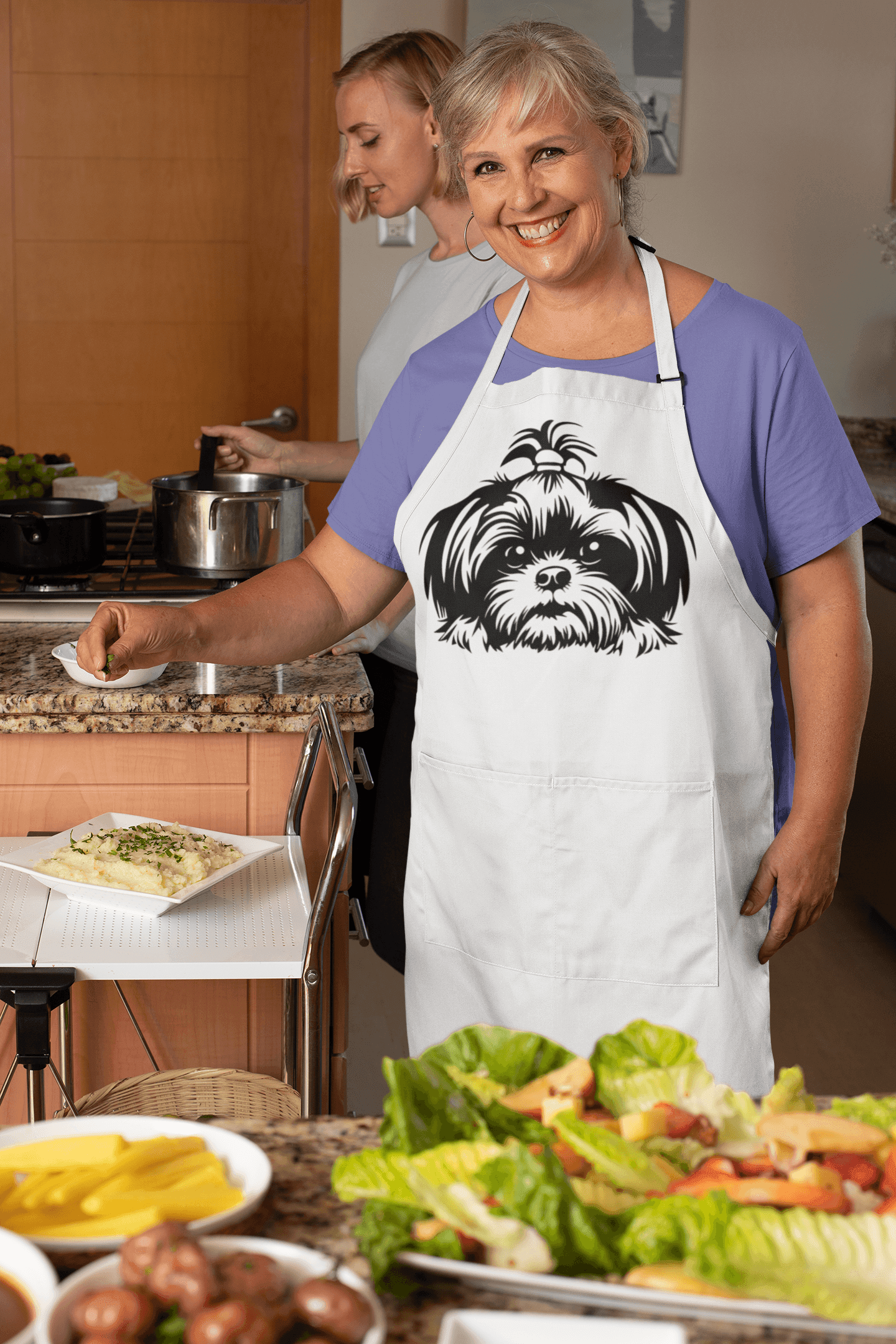 Shih-Tzu-Black-and-White-white-Apron - Shih Tzu Gifts