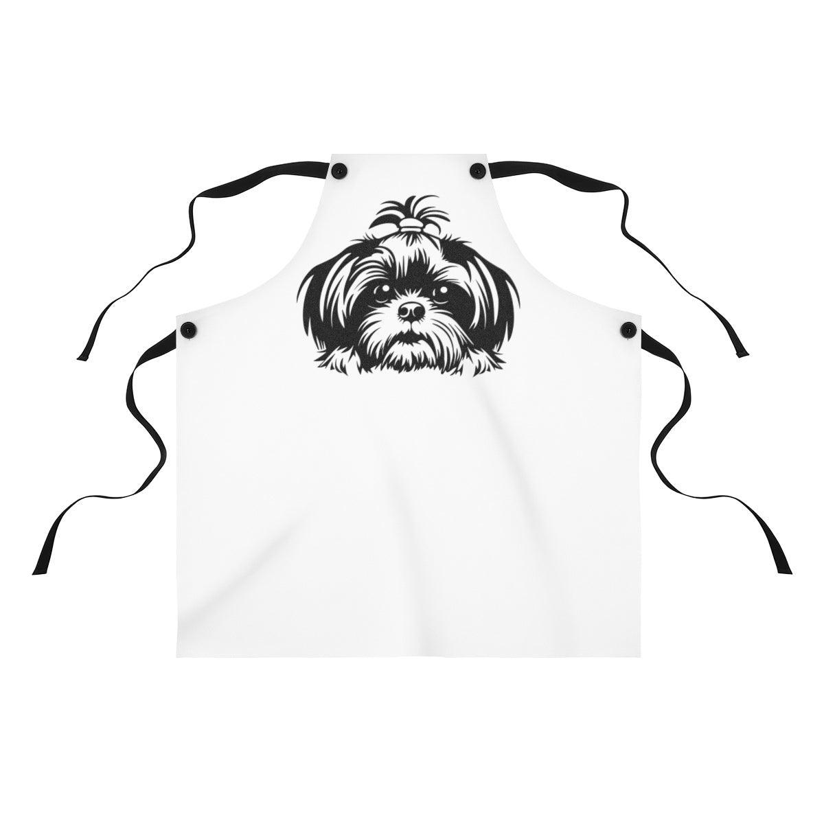 Shih-Tzu-Black-and-White-white-Apron - Shih Tzu Gifts