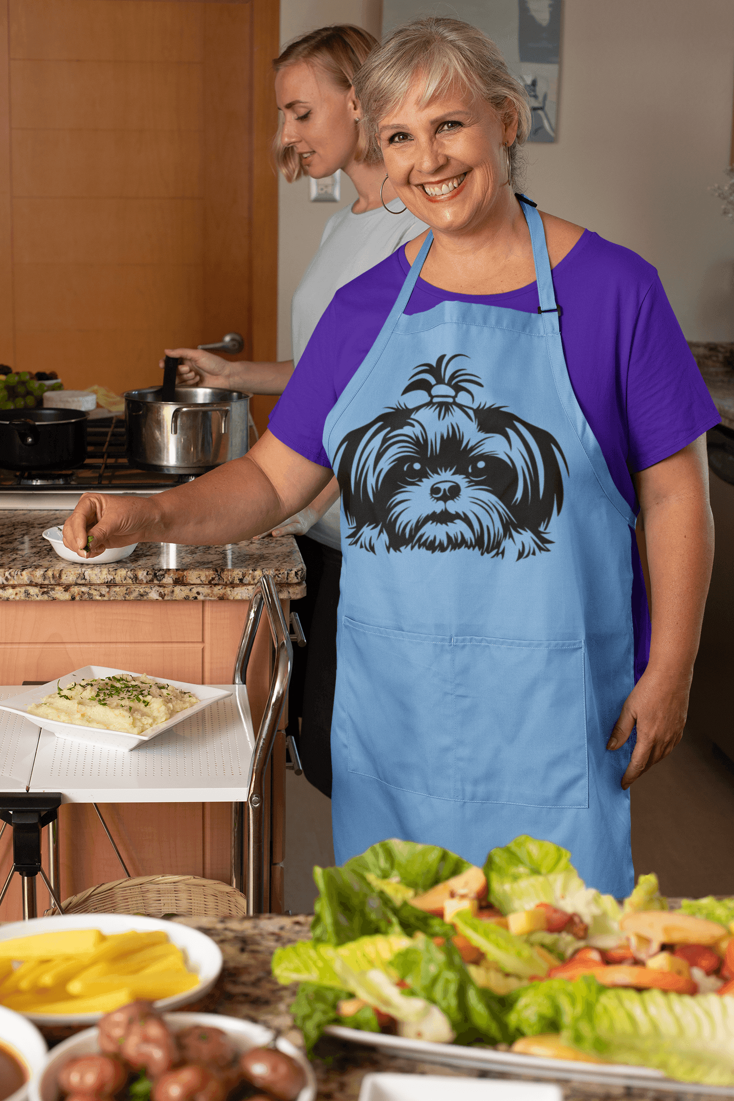 Shih-Tzu-Black-and-White-white-Apron - Shih Tzu Gifts