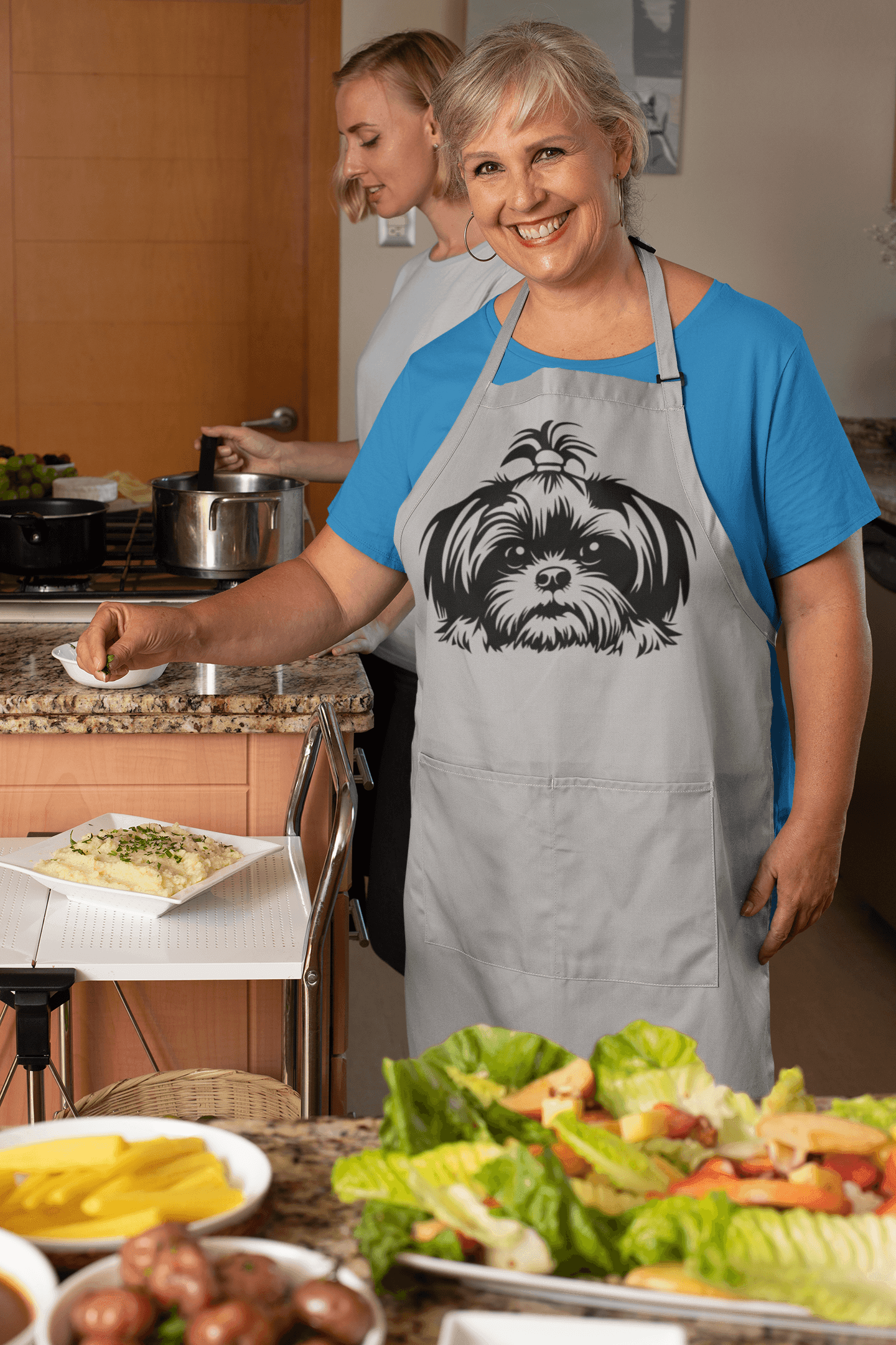Shih-Tzu-Black-and-White-white-Apron - Shih Tzu Gifts
