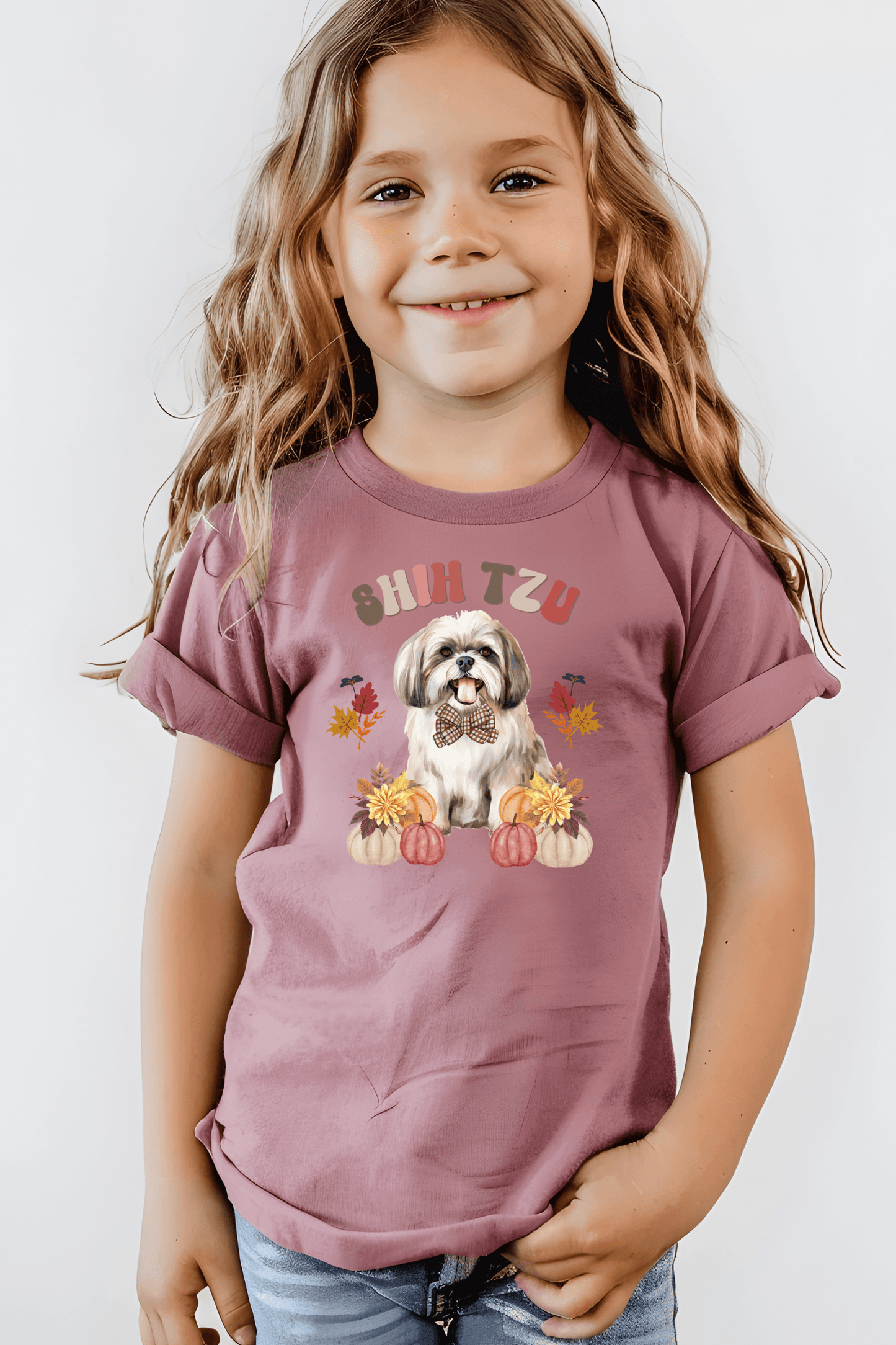 Shih Tzu In Fall Youth Short Sleeve Tee - Shih Tzu Gifts