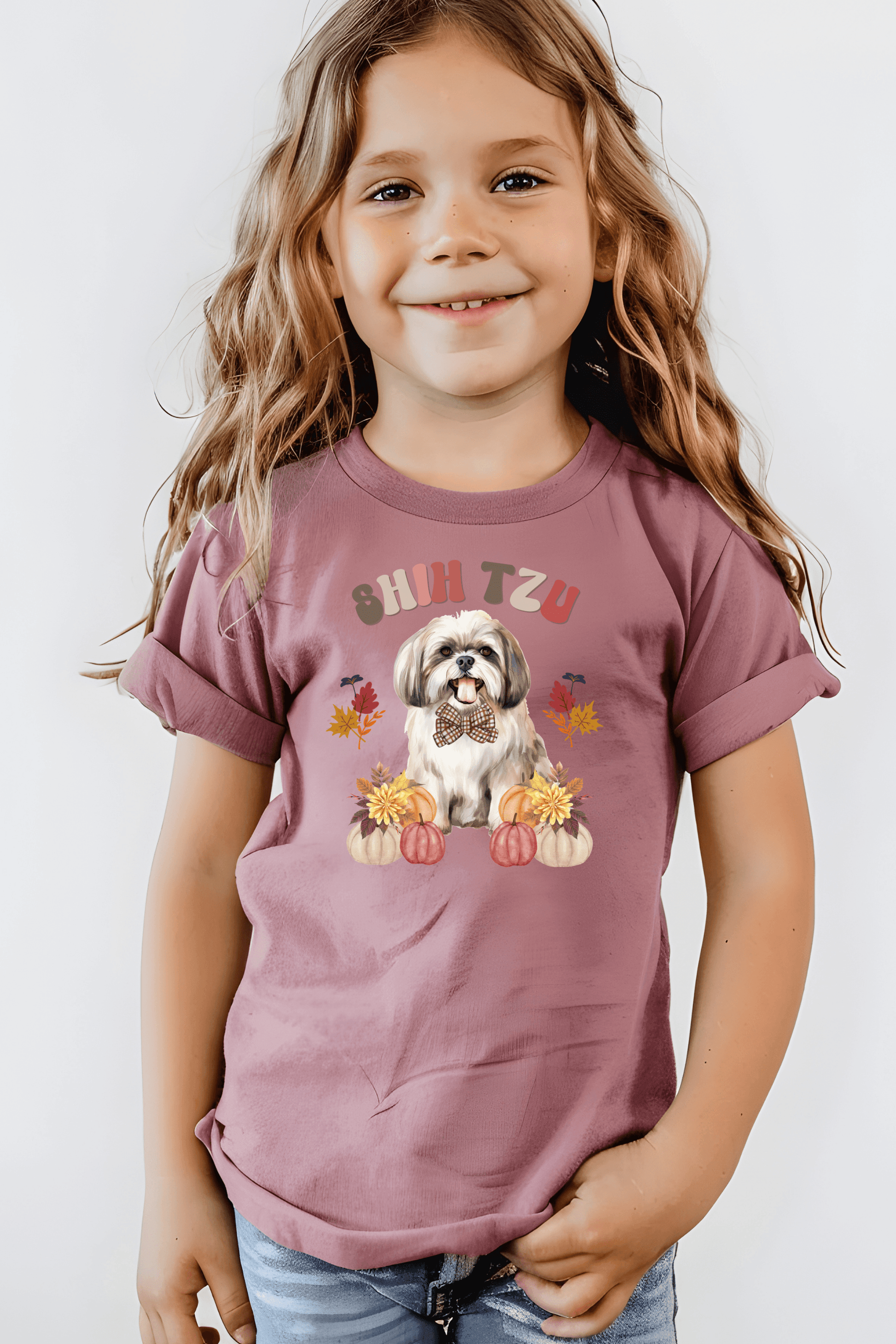 Shih Tzu In Fall Youth Short Sleeve Tee - Shih Tzu Gifts