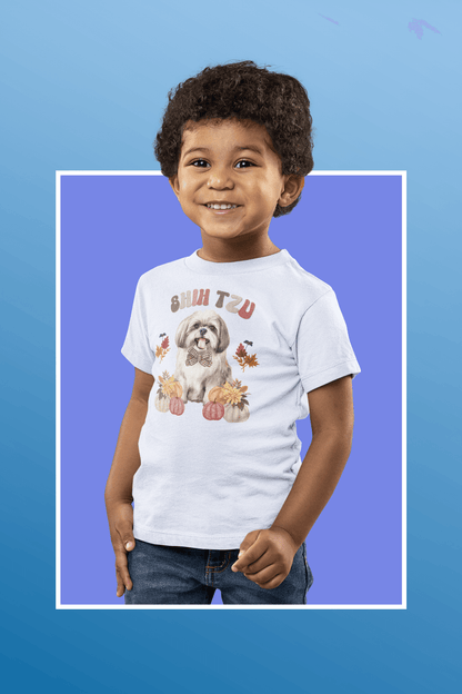 Shih Tzu In Fall Youth Short Sleeve Tee - Shih Tzu Gifts