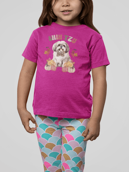 Shih Tzu In Fall Youth Short Sleeve Tee - Shih Tzu Gifts