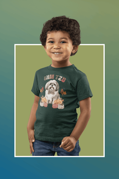 Shih Tzu In Fall Youth Short Sleeve Tee - Shih Tzu Gifts
