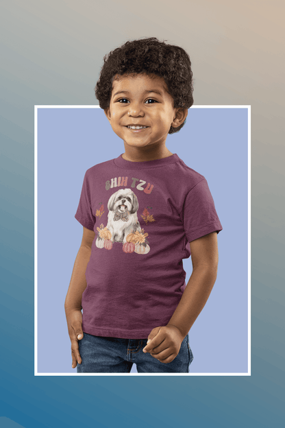 Shih Tzu In Fall Youth Short Sleeve Tee - Shih Tzu Gifts
