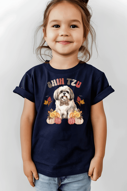 Shih Tzu In Fall Youth Short Sleeve Tee - Shih Tzu Gifts