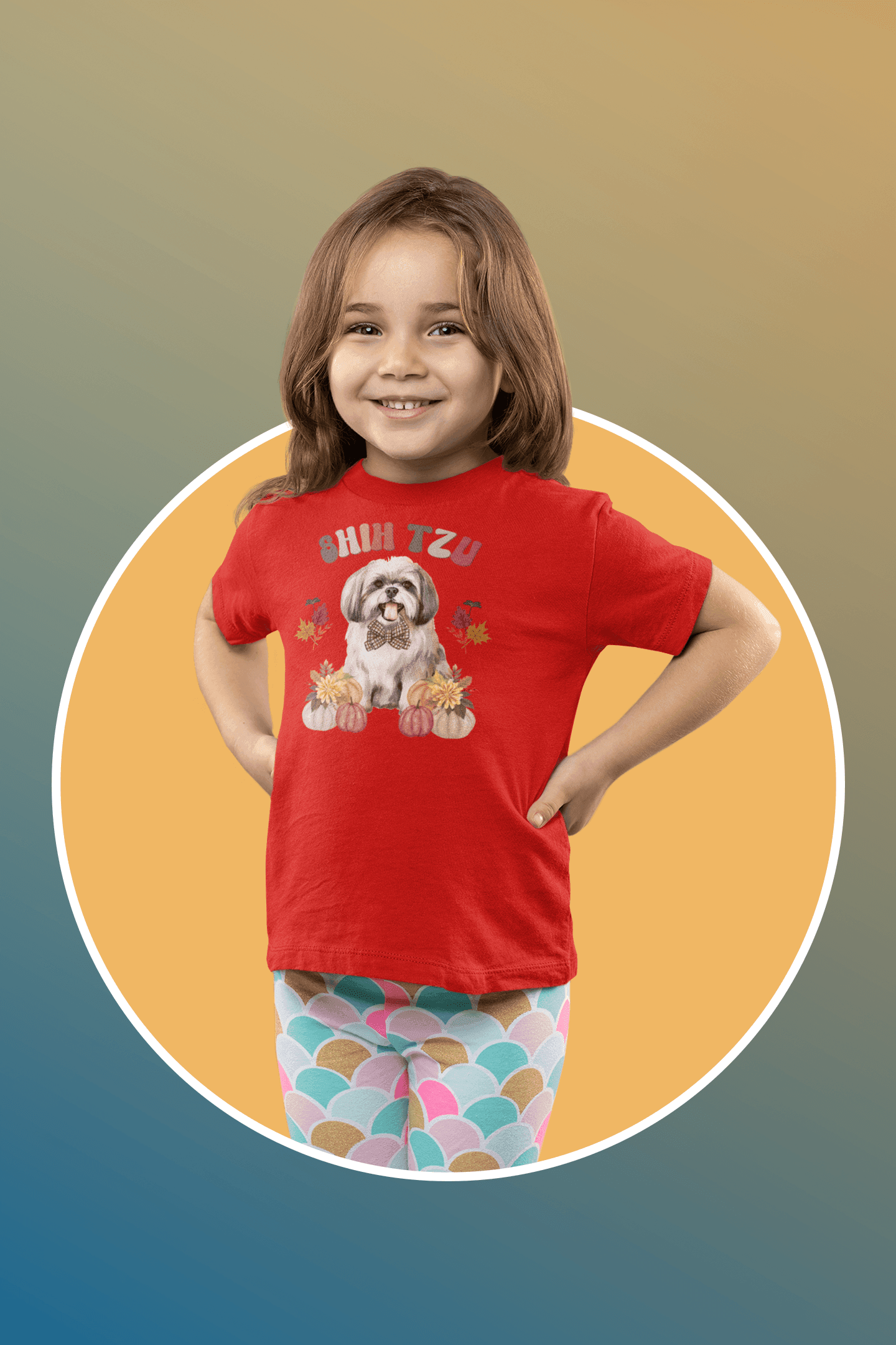 Shih Tzu In Fall Youth Short Sleeve Tee - Shih Tzu Gifts