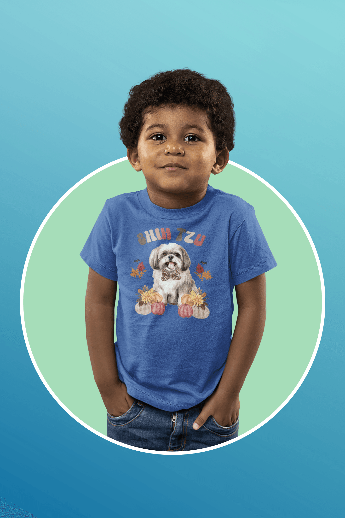 Shih Tzu In Fall Youth Short Sleeve Tee - Shih Tzu Gifts