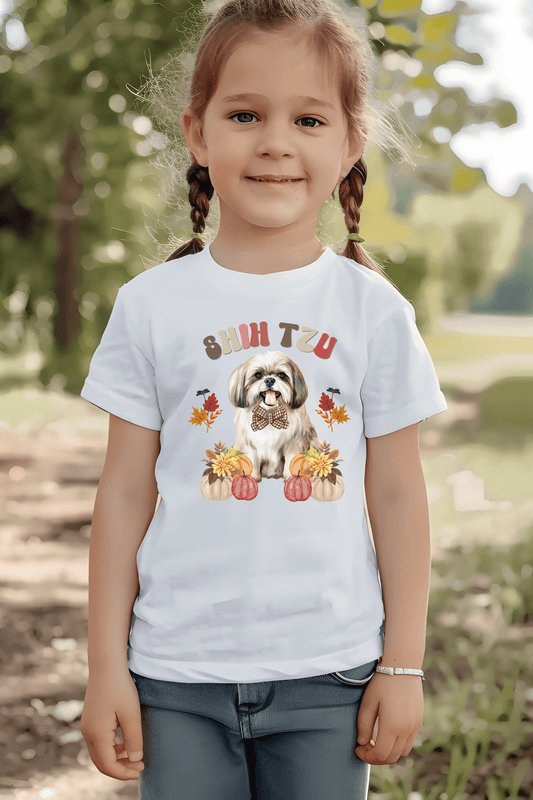 Shih Tzu In Fall Youth Short Sleeve Tee - Shih Tzu Gifts