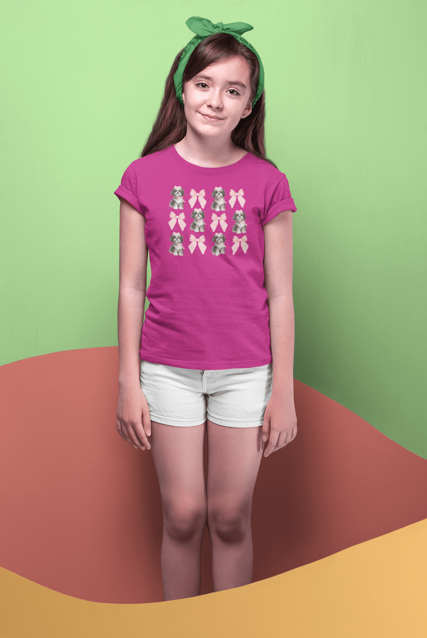 Shih Tzu With Pink Bows Youth Shirt - Cute Gift for Dog Lovers