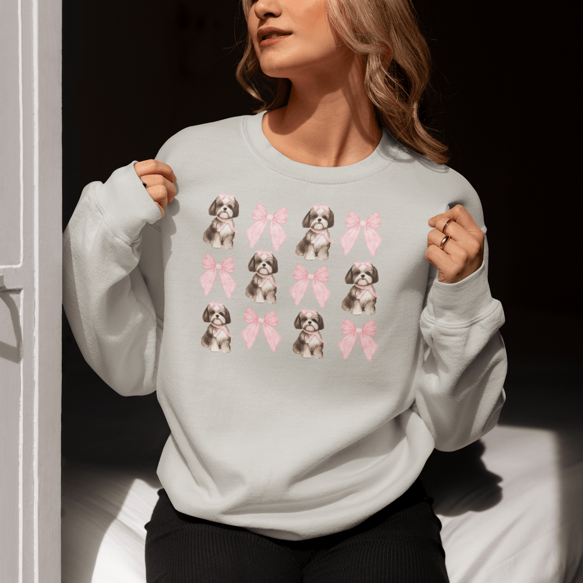 Shih Tzu With Pink Bows Sweatshirt – Perfect for Dog Lovers