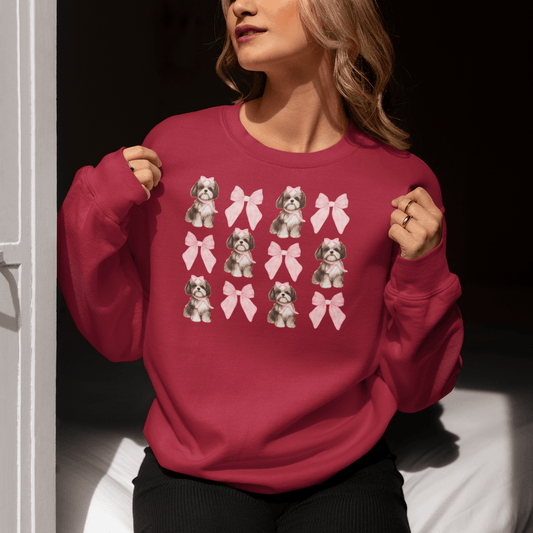 Shih Tzu With Pink Bows Sweatshirt – Perfect for Dog Lovers
